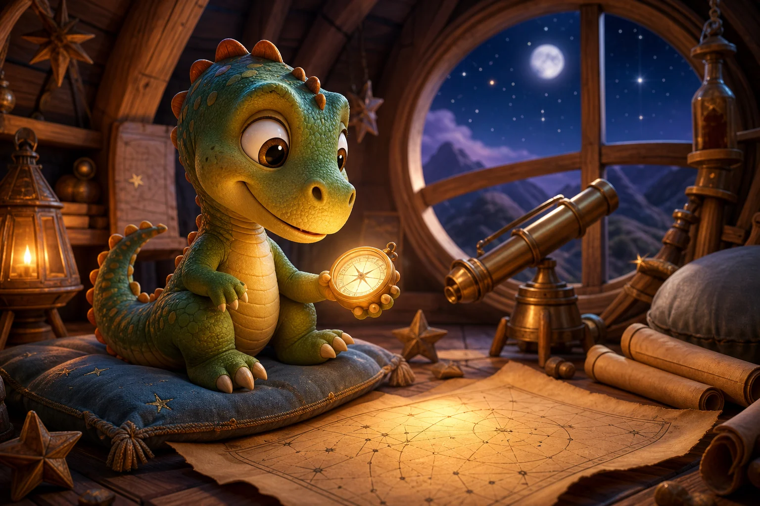Dinozor Dodo ve Parlayan Pusula: Yıldız Haritası Masalı | Macera Masalları